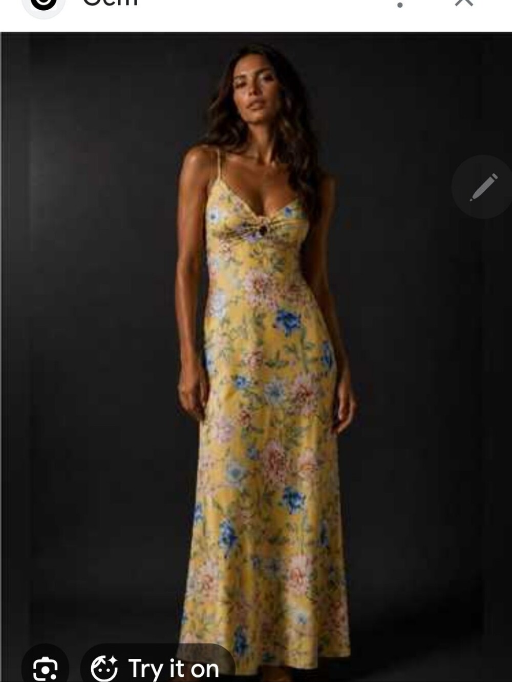Yellow Floral Maxi Slip Dress with Spaghetti Straps
